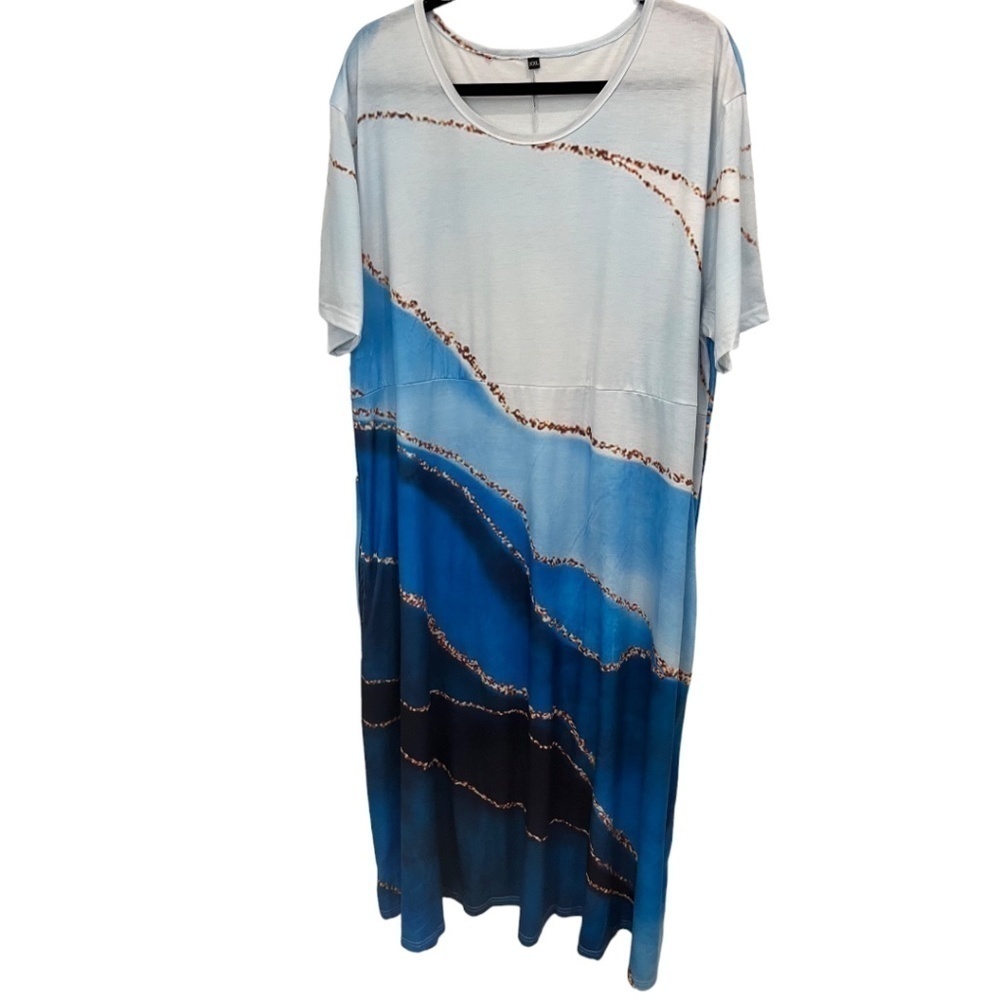 Tie Dye Knit Maxi Empire Style Dress With Pockets From Amazon Size XXL